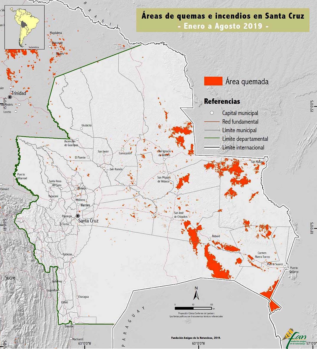 Focos de incendio en santa Cruz bajo