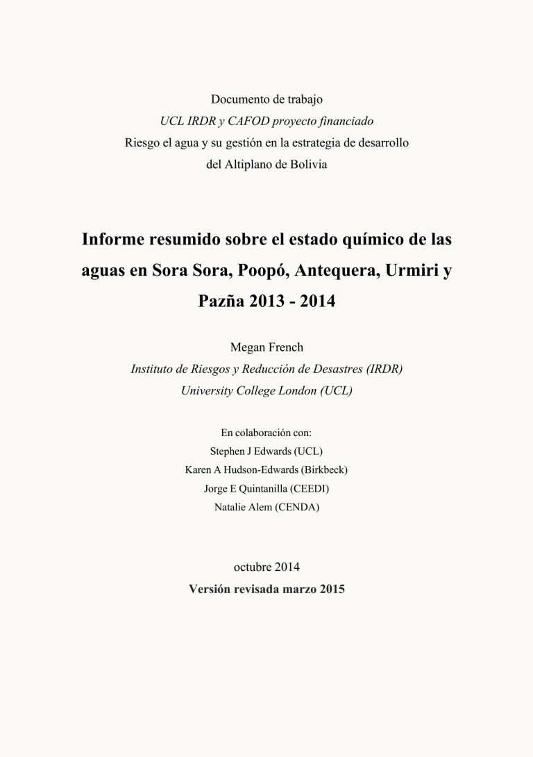 Sub-cuencas Poopó, Pazña-Antequera, Oruro Yaku: pisitaq, ancha ch’ichitaq. Kakullasunchu?