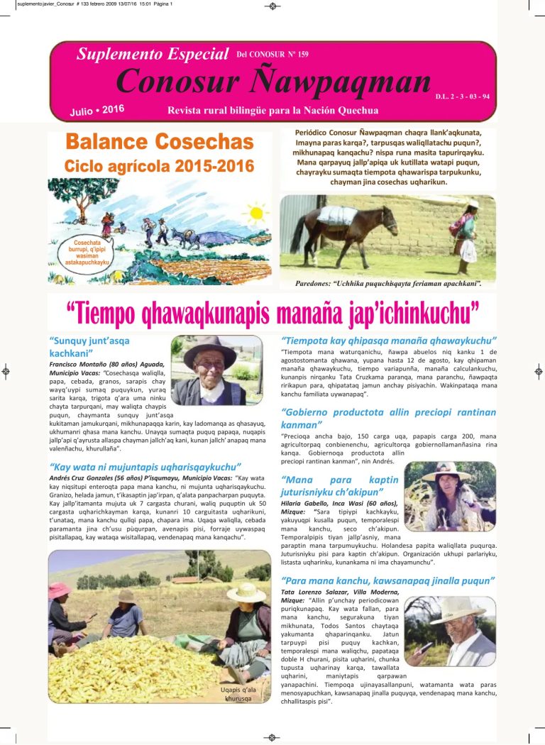 Yachayninchik: TIEMPO QHAWARIY, UK WATA TARPUYPAQ