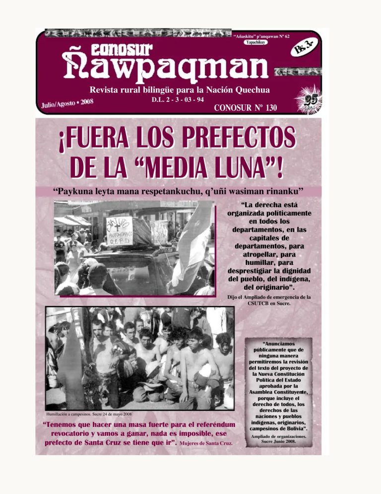 Revista rural bilingüe Conosur Ñawpaqman 130