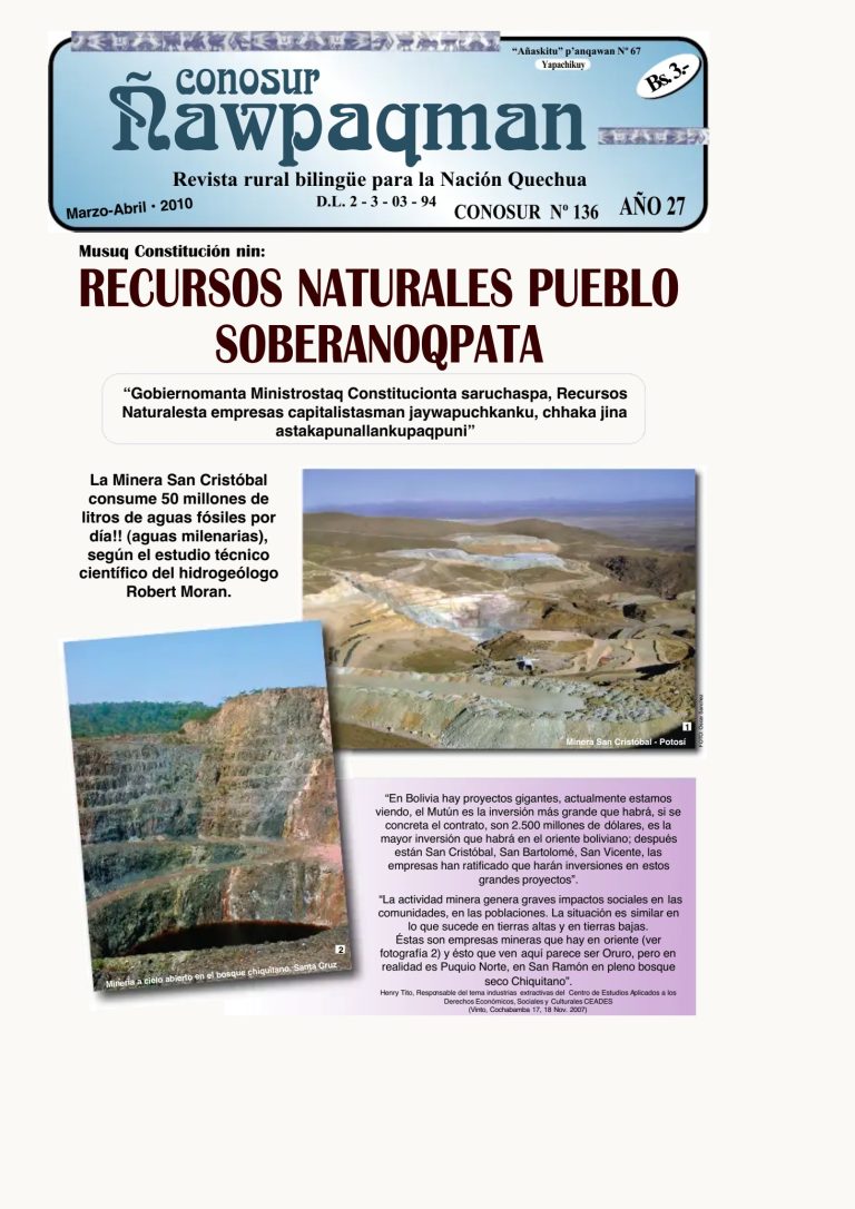 Revista rural bilingüe Conosur Ñawpaqman 136