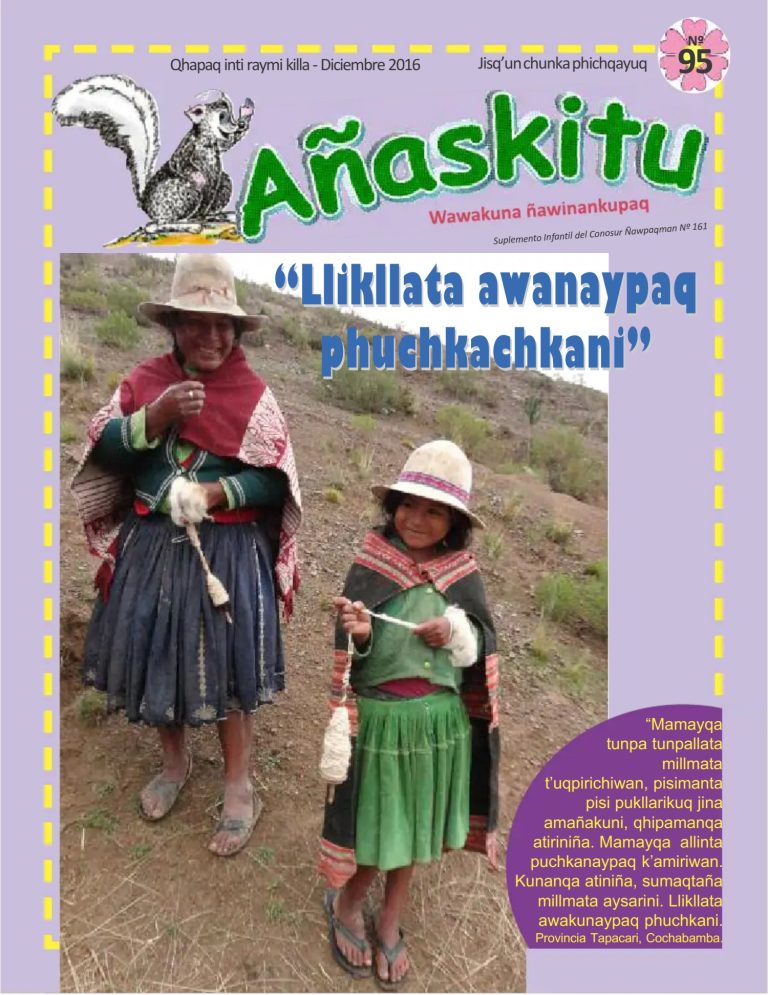 Revista Infantil Añaskitu Nº 95 – “Llikllata awanaypaq phuchkachkani”