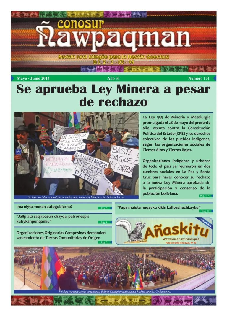 Revista rural bilingüe Conosur Ñawpaqman 151