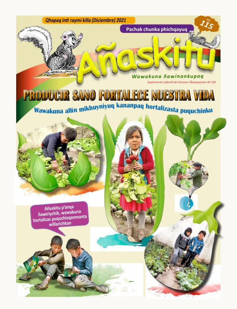 Suplemento infantil Añaskitu No. 115: Producir sano fortalece nuestra vida
