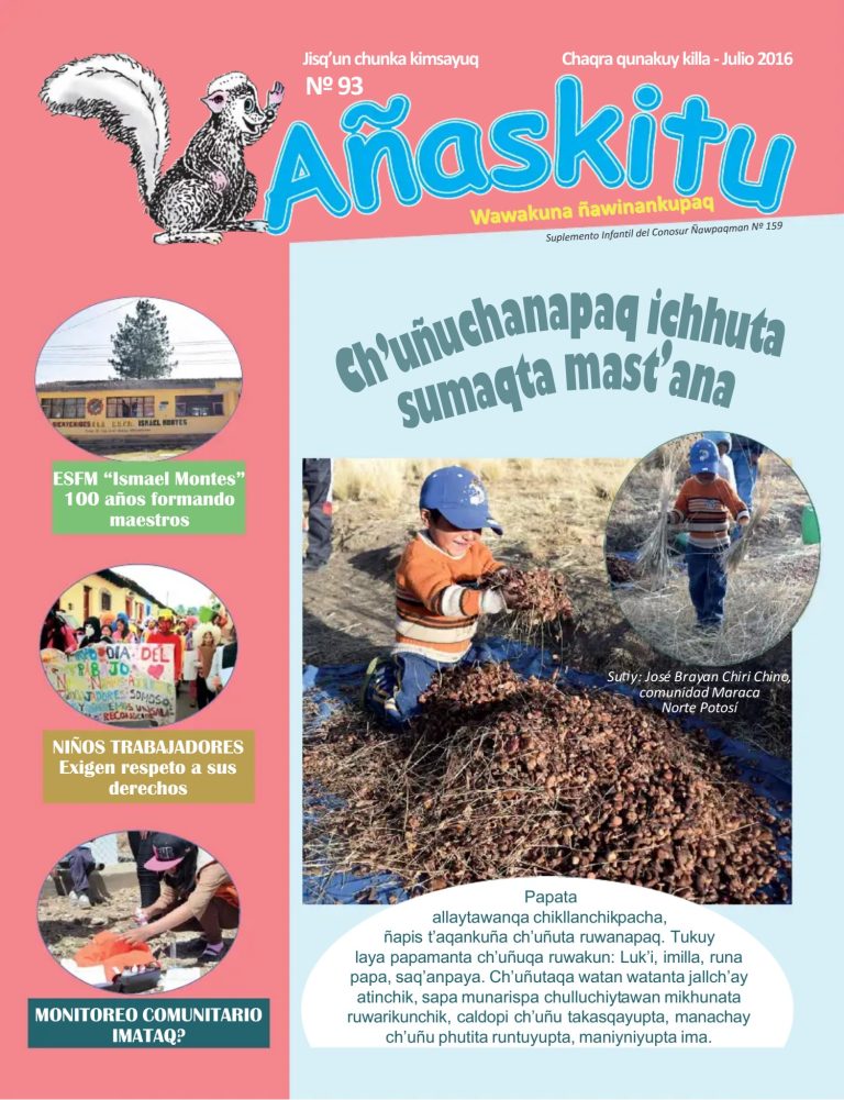 Revista Infantil Añaskitu Nº 93 – Ch’uñuchanapaq ichhuta sumaqta mast’ana