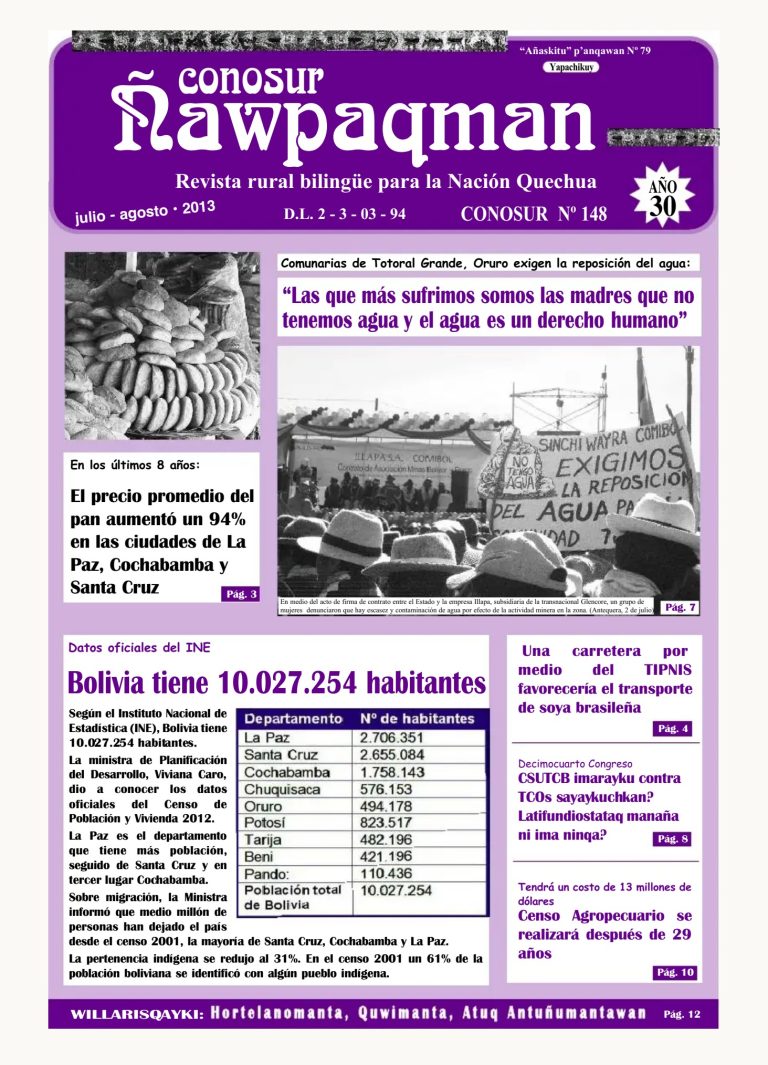 Revista rural bilingüe Conosur Ñawpaqman 148