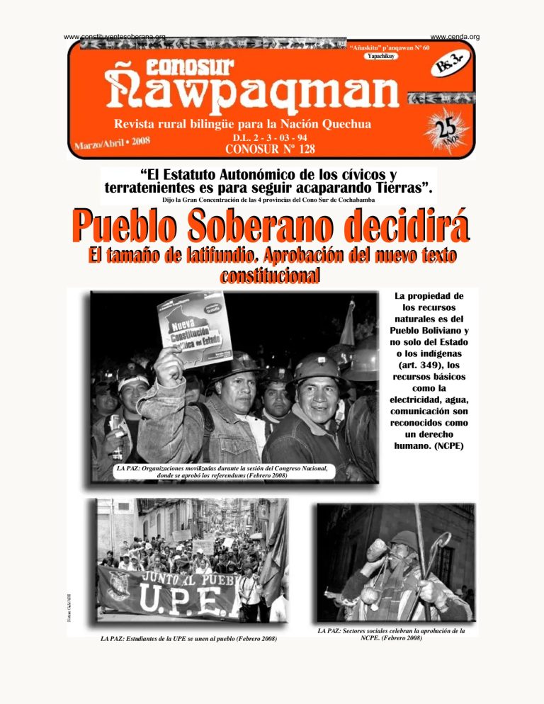 Revista rural bilingüe Conosur Ñawpaqman 128